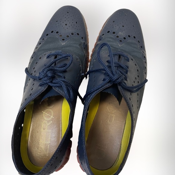 Cole Haan Zerogrand Wingtip Oxford Navy Blue Leather Lace Up Men 10.5 M - Picture 11 of 16